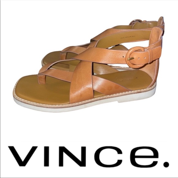 Vince Morris Tan LE Strappy Gladiator Sandals Size 6.5 36.5 - Picture 14 of 16